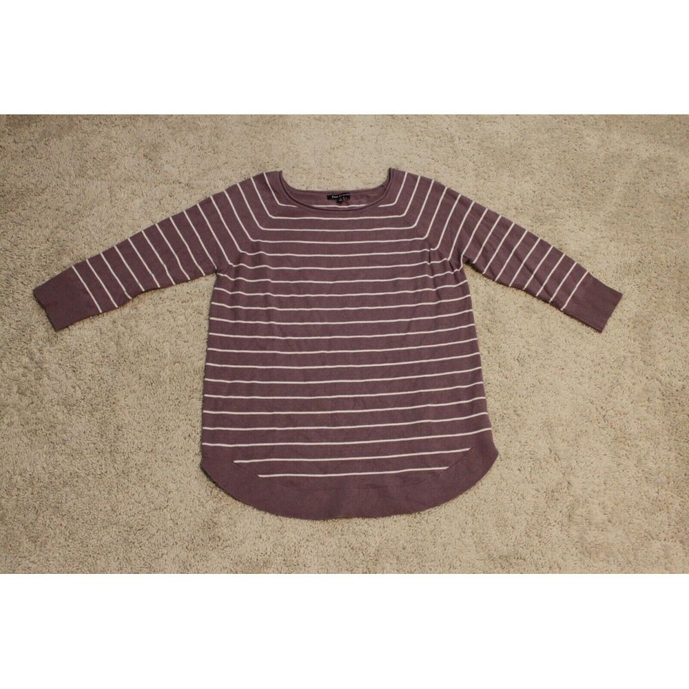 Pink Clover Sweater Womens Medium Purple Striped 3/4 Sleeve Pullover Sweater